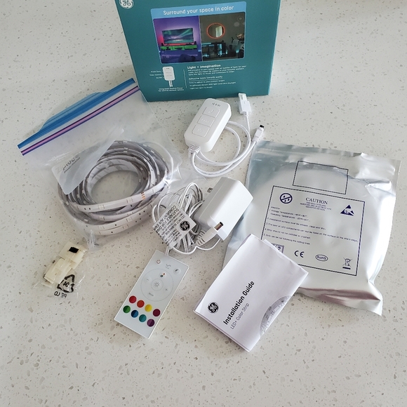 GE LED Light Strips, Remote, Color + White, 32 tf, Trimmable, Sync to Music, New - Picture 4 of 14
